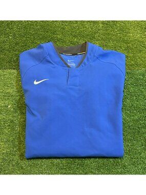 Nike shirt mens medium blue blade collar baseball pullover lighweight breathable